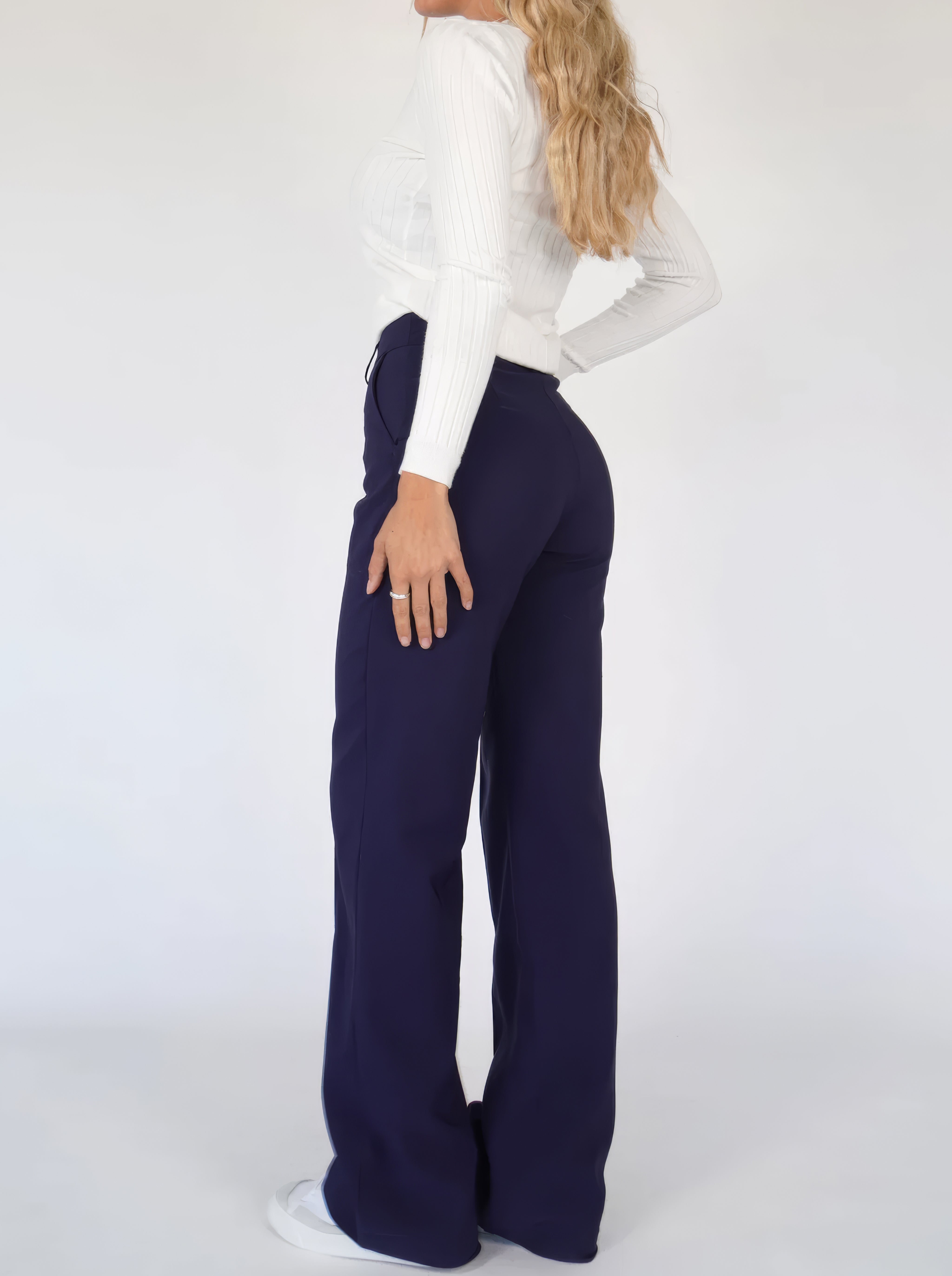 Lena - Casual broek met wijde pijpen