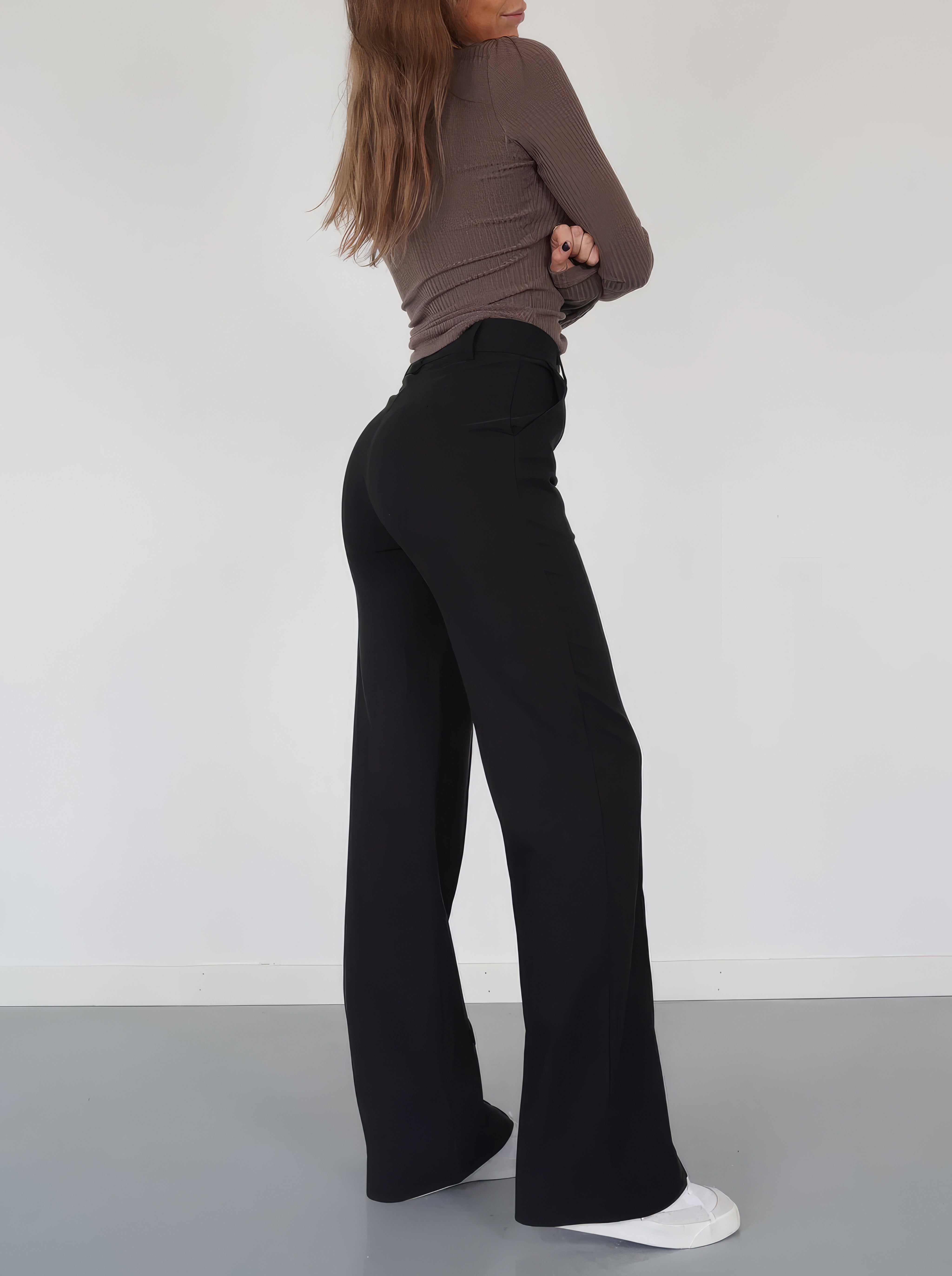 Lena - Casual broek met wijde pijpen