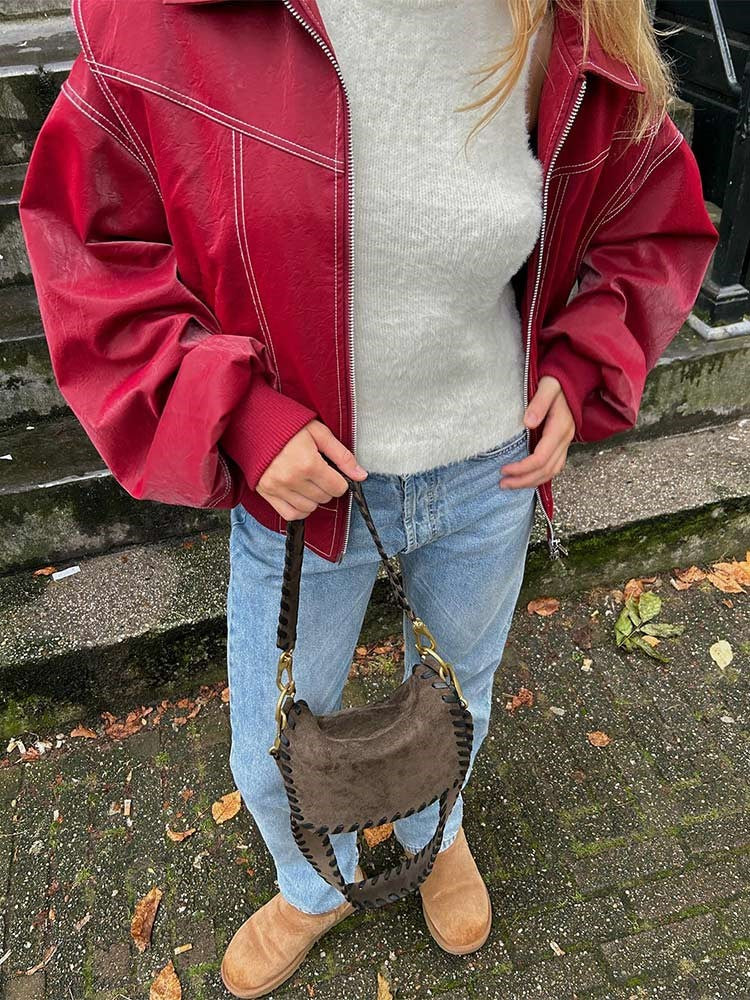 Rodie - Oversized rode leren jas