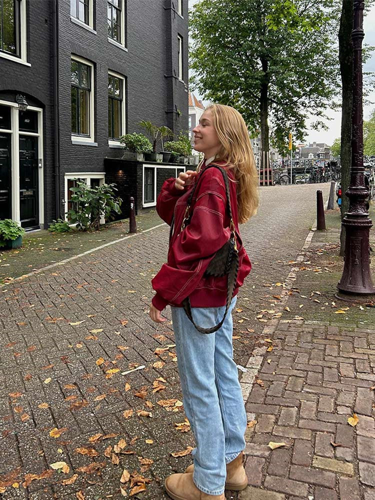 Rodie - Oversized rode leren jas